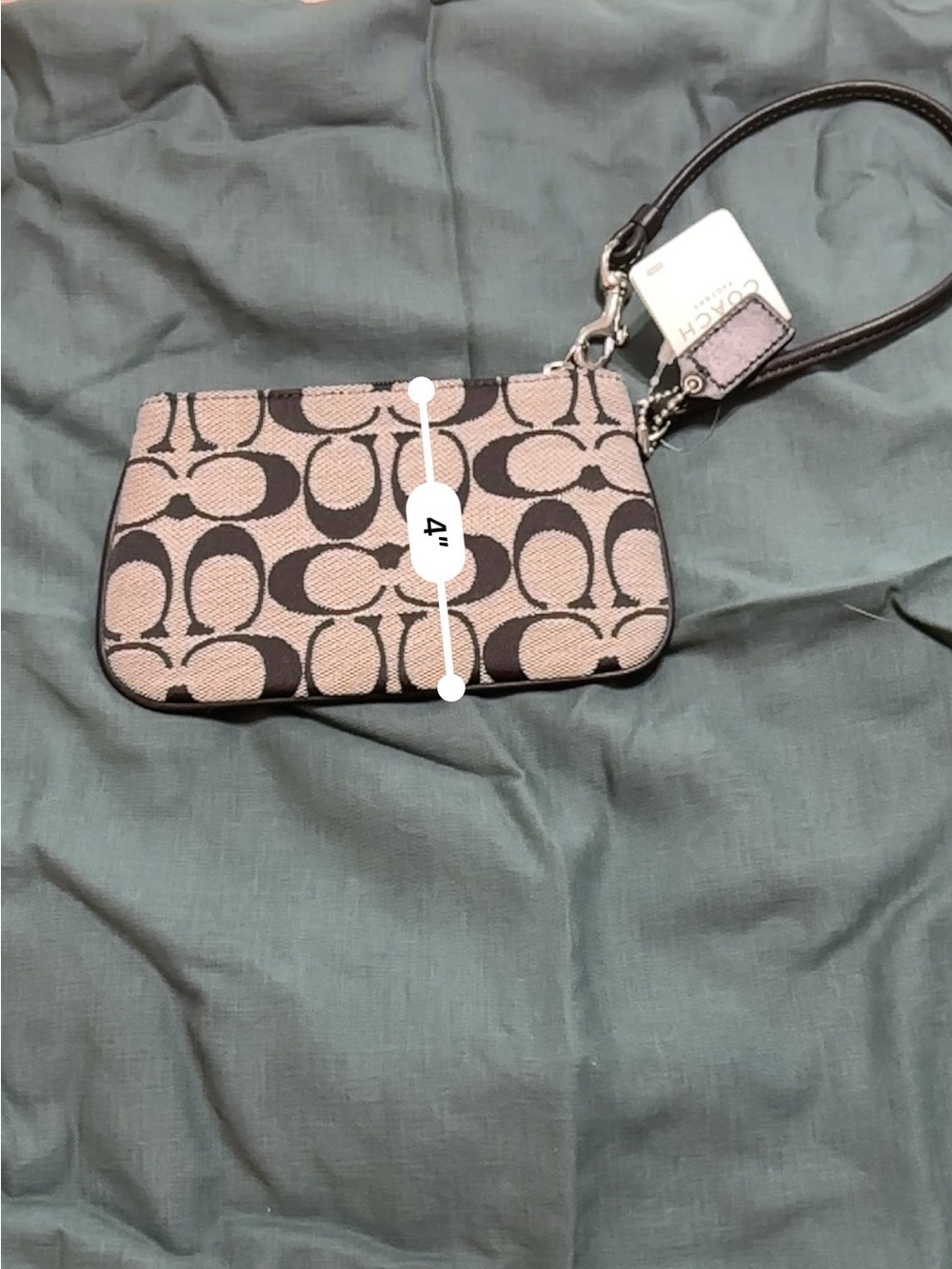 NWT Coach Signature Wristlet | Black & Gray Monogram Zip Pouch - Picture 4 of 8